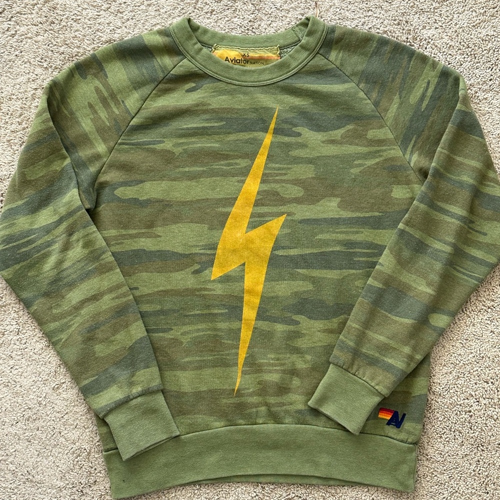 Aviator Nation Bolt Relaxed Camo Crewneck